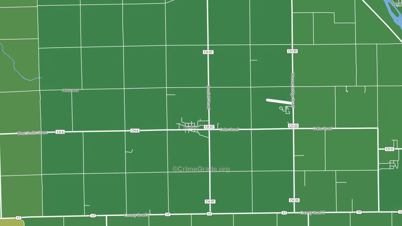 Bonfield, IL Map of Theft Rates