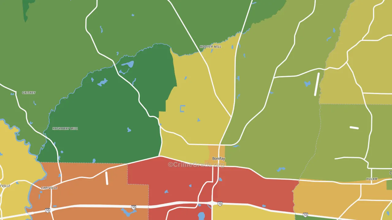 Bonifay, FL Map of Theft Rates