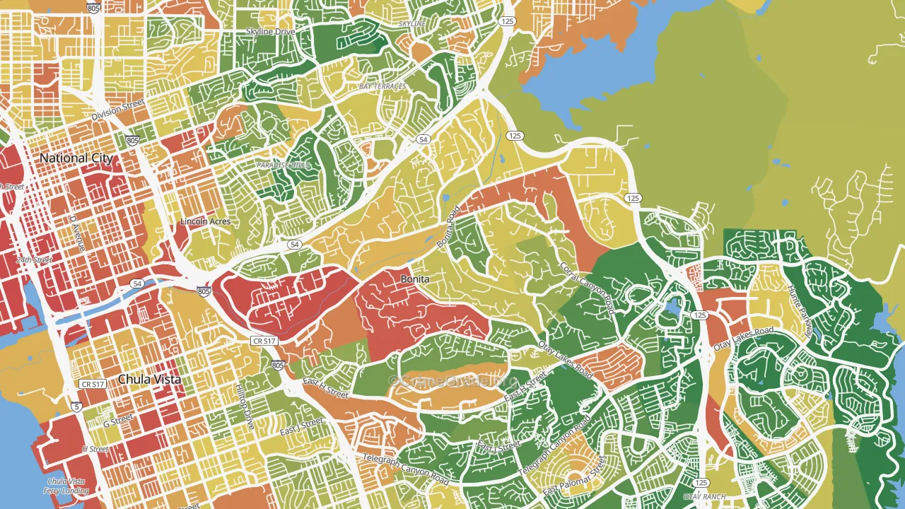 Bonita, CA Map of Theft Rates