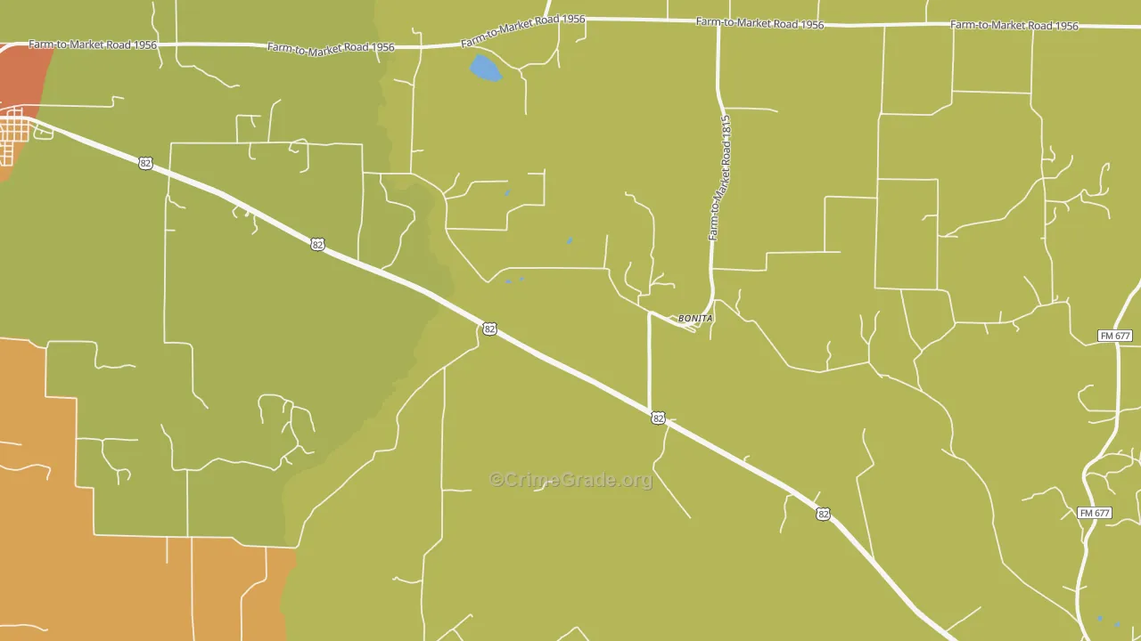 Bonita, TX Map of Theft Rates