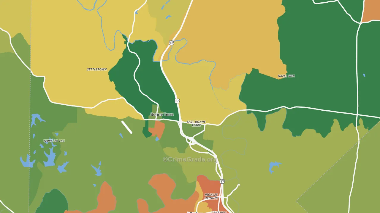 Bonne Terre, MO Map of Theft Rates