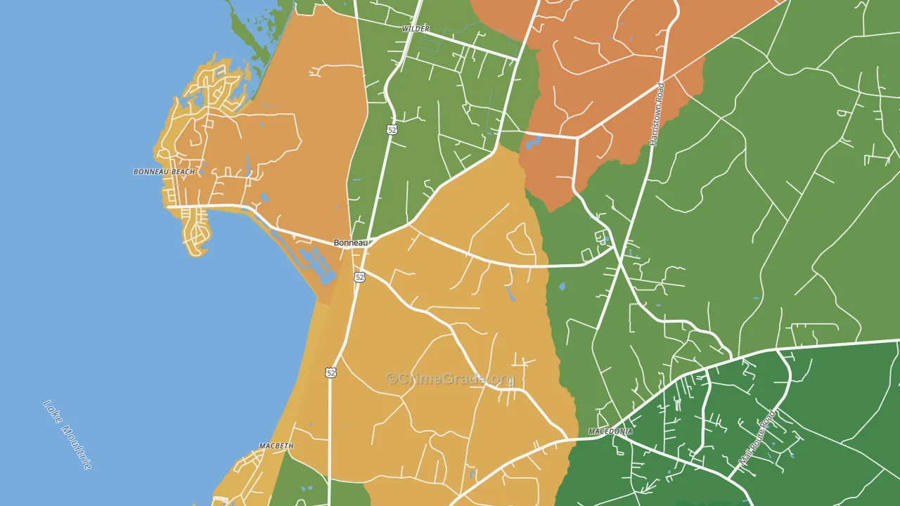 Bonneau, SC Map of Theft Rates