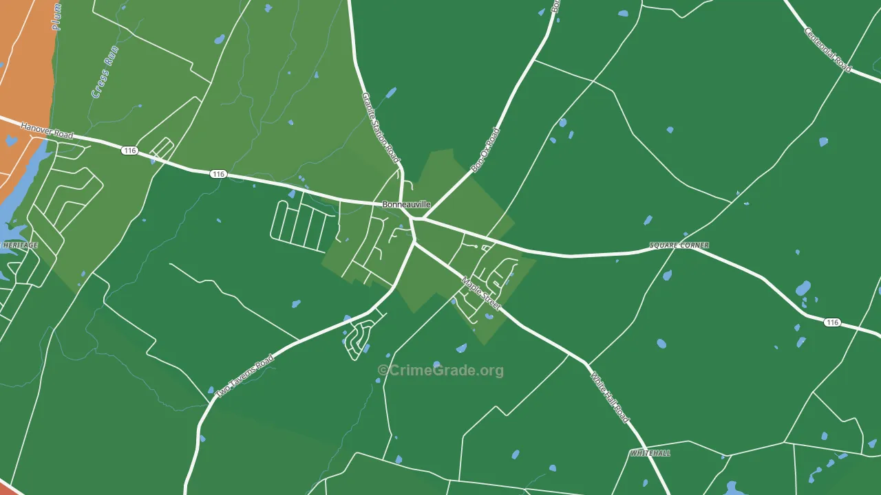 Bonneauville, PA Map of Theft Rates