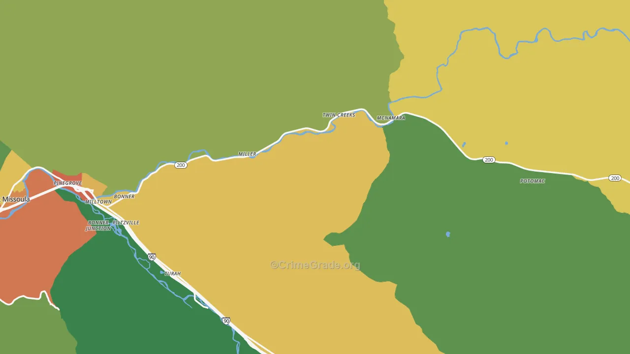 Bonner, MT Map of Theft Rates