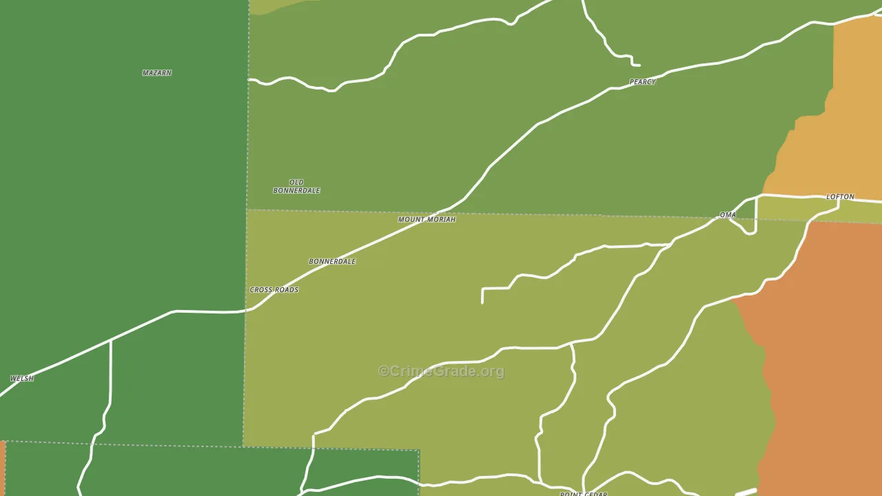 Bonnerdale, AR Map of Theft Rates