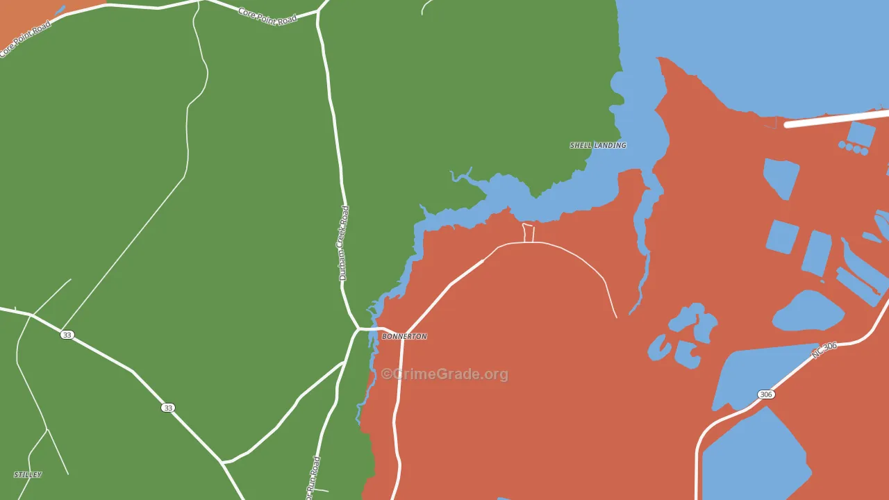 Bonnerton, NC Map of Theft Rates