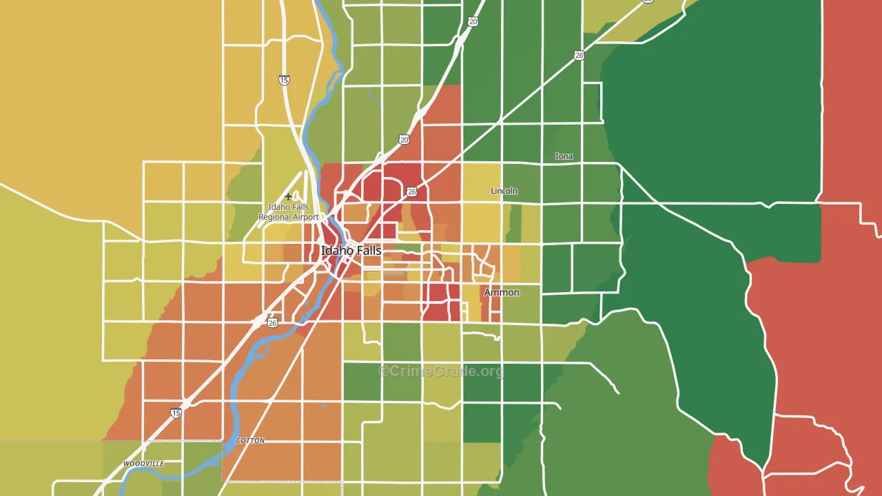 Bonneville County, ID Map of Theft Rates