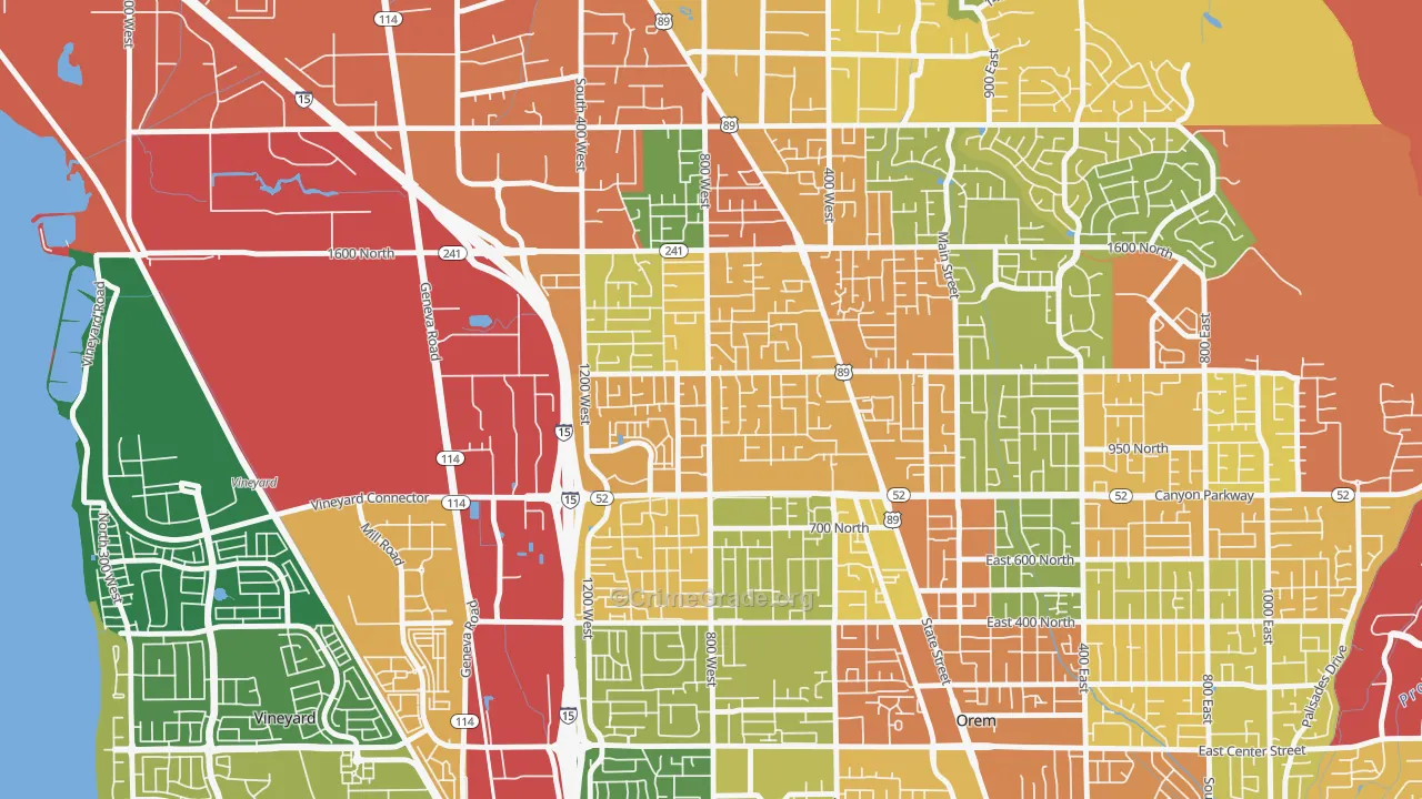 Bonneville, Orem, UT Map of Theft Rates