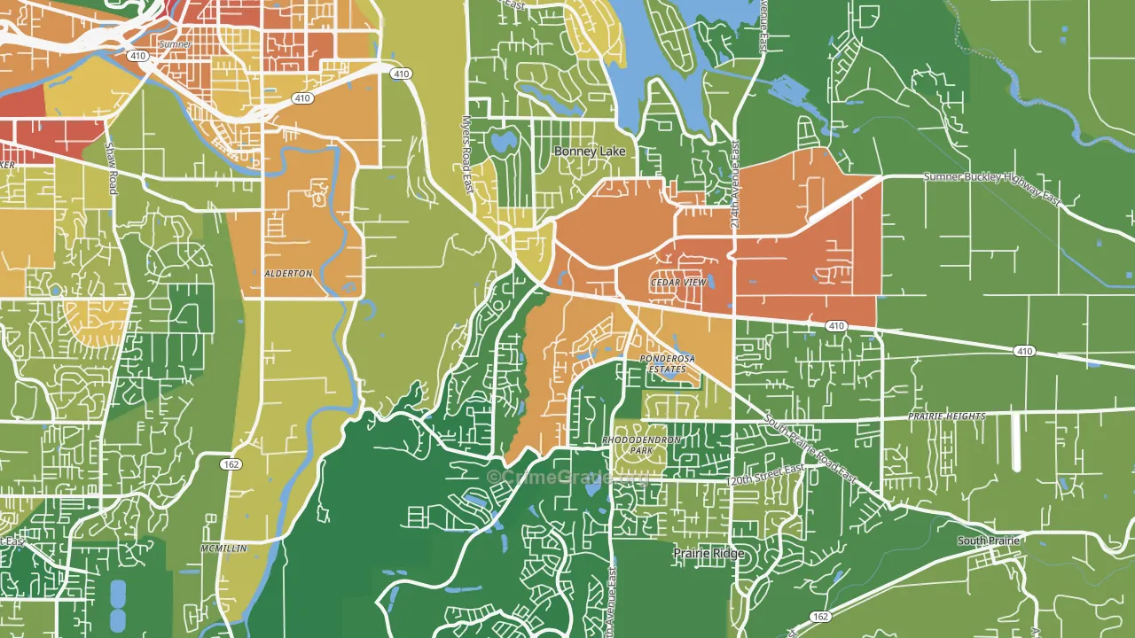 Bonney Lake, WA Map of Theft Rates