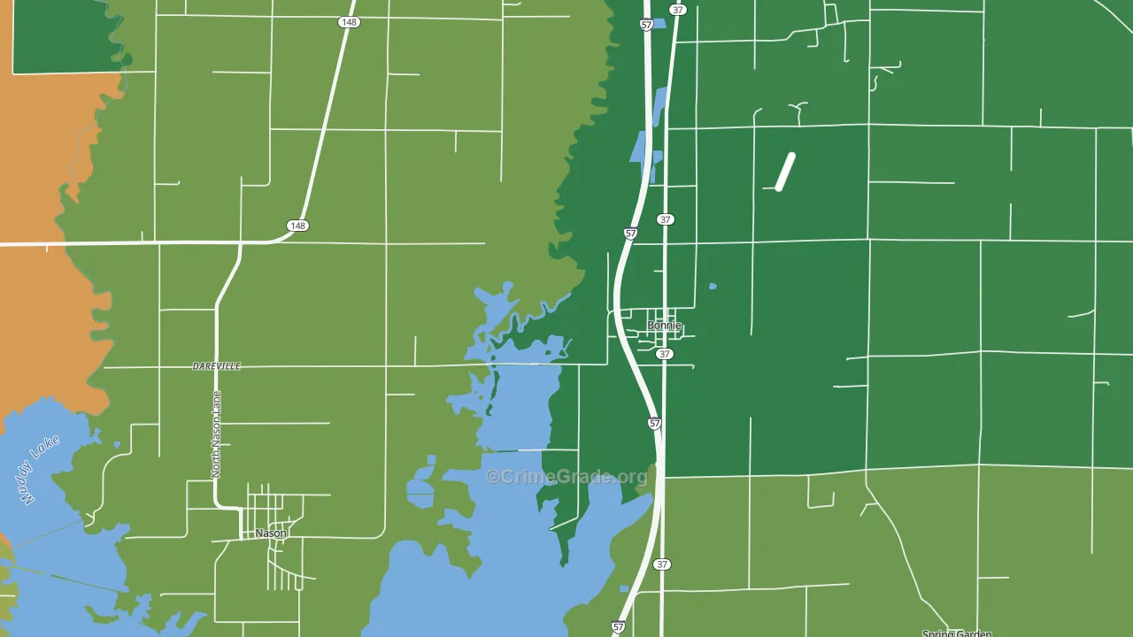 Bonnie, IL Map of Theft Rates