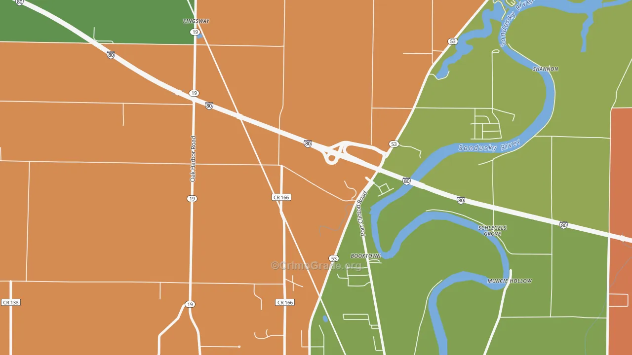 Booktown, OH Map of Theft Rates