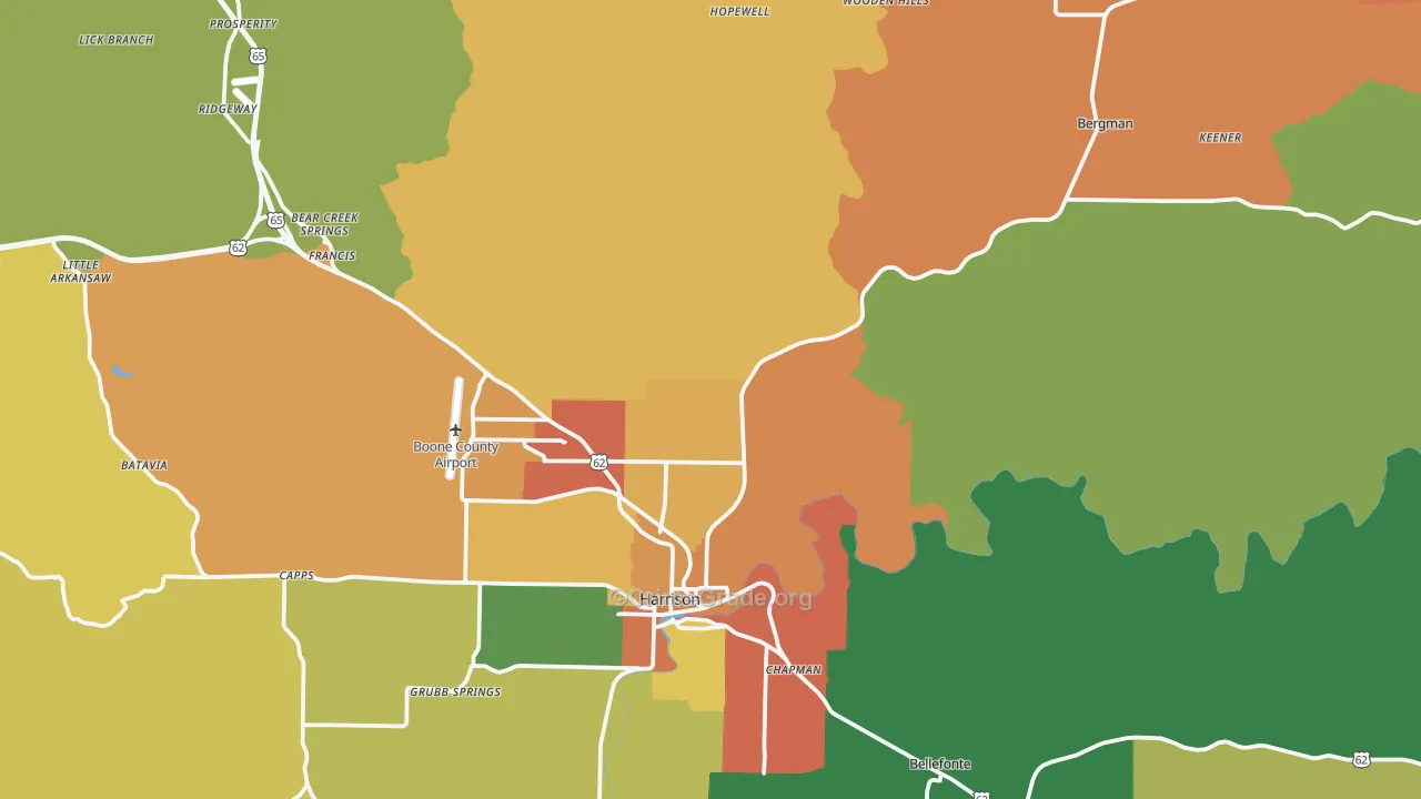Boone County, AR Map of Theft Rates