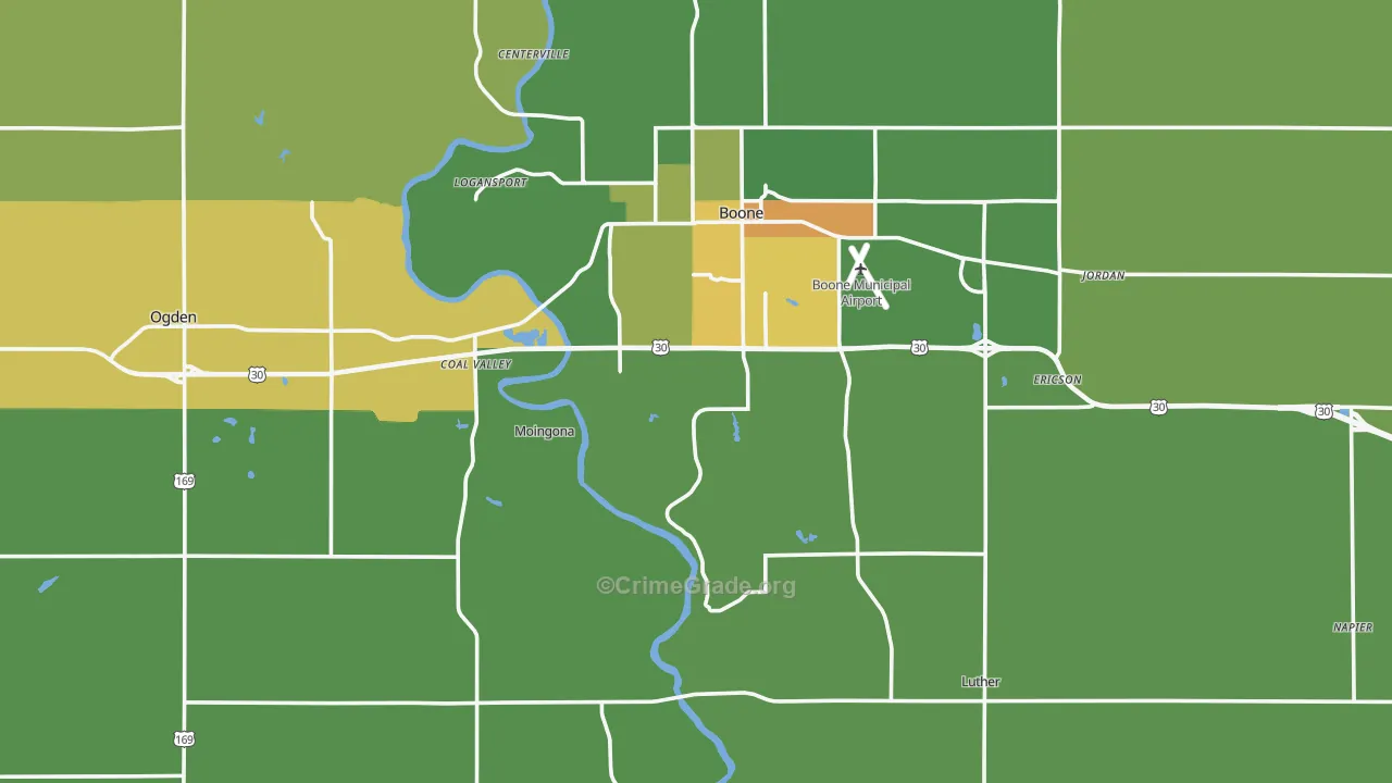 Boone County, IA Map of Theft Rates