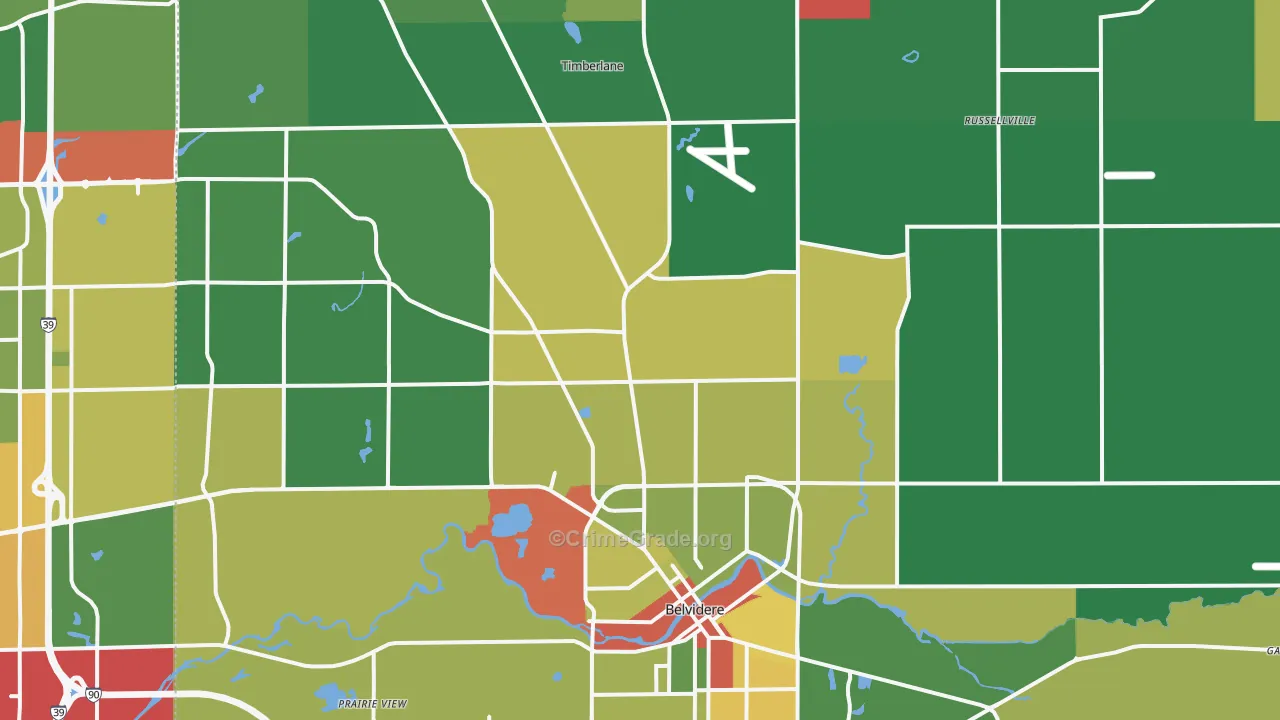 Boone County, IL Map of Theft Rates