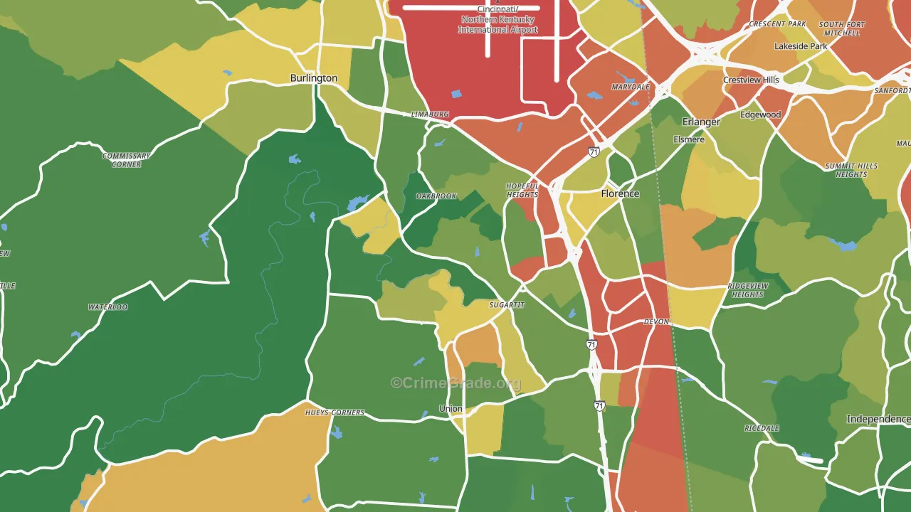Boone County, KY Map of Theft Rates