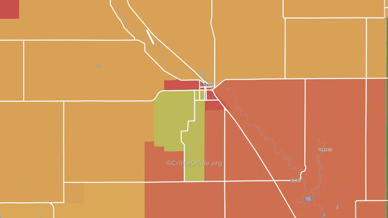 Boone County, NE Map of Theft Rates