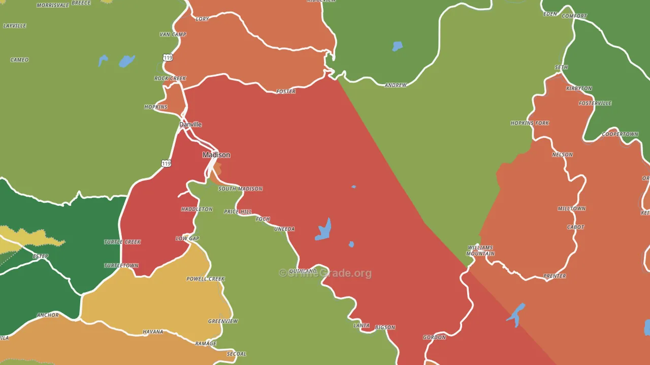 Boone County, WV Map of Theft Rates