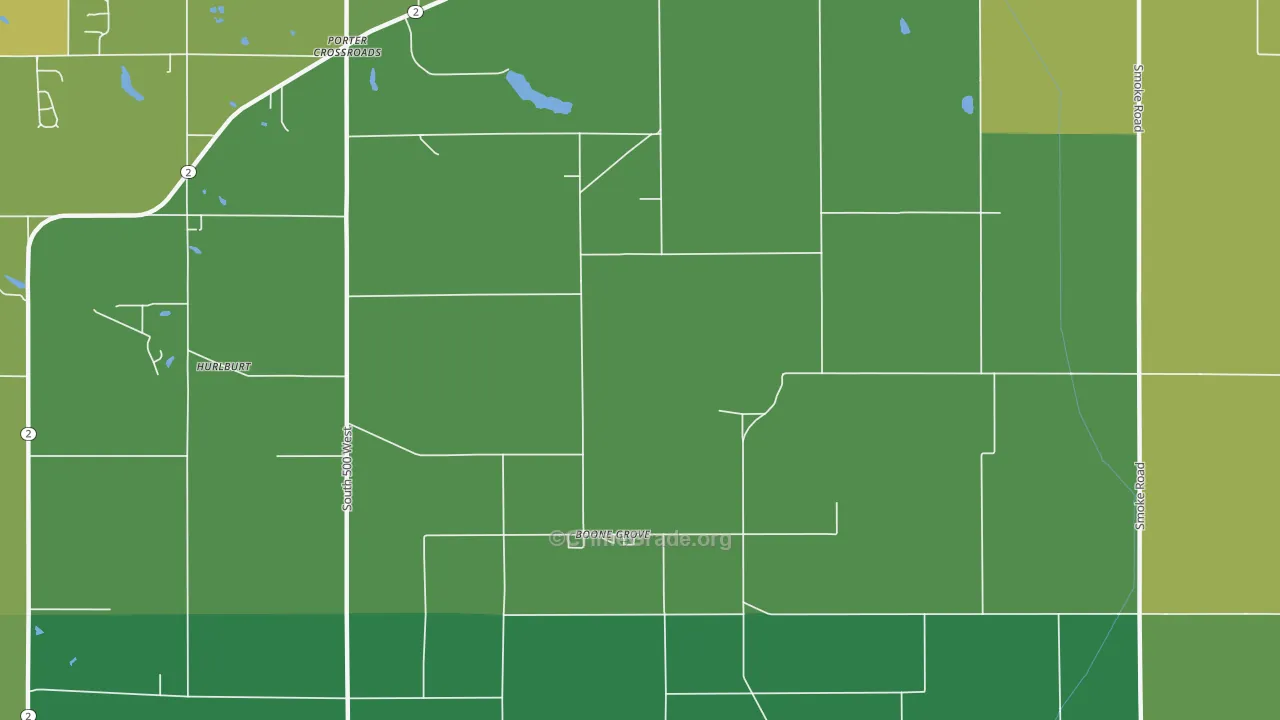 Boone Grove, IN Map of Theft Rates