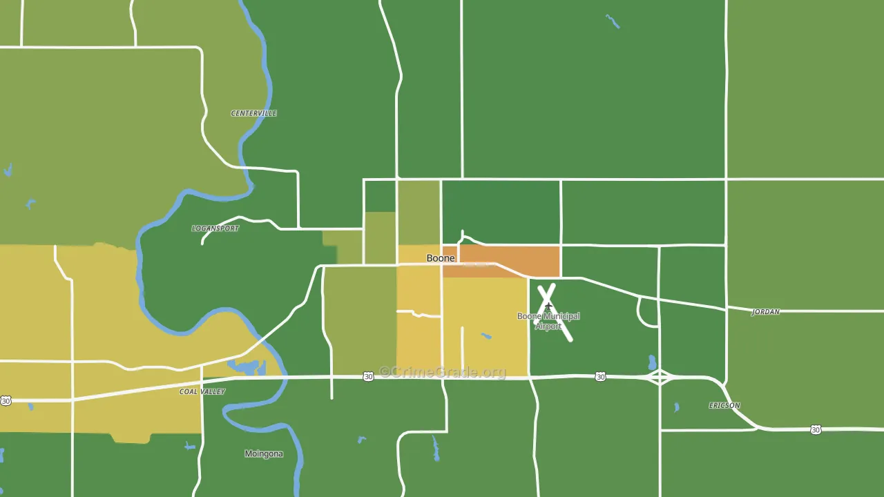 Boone, IA Map of Theft Rates