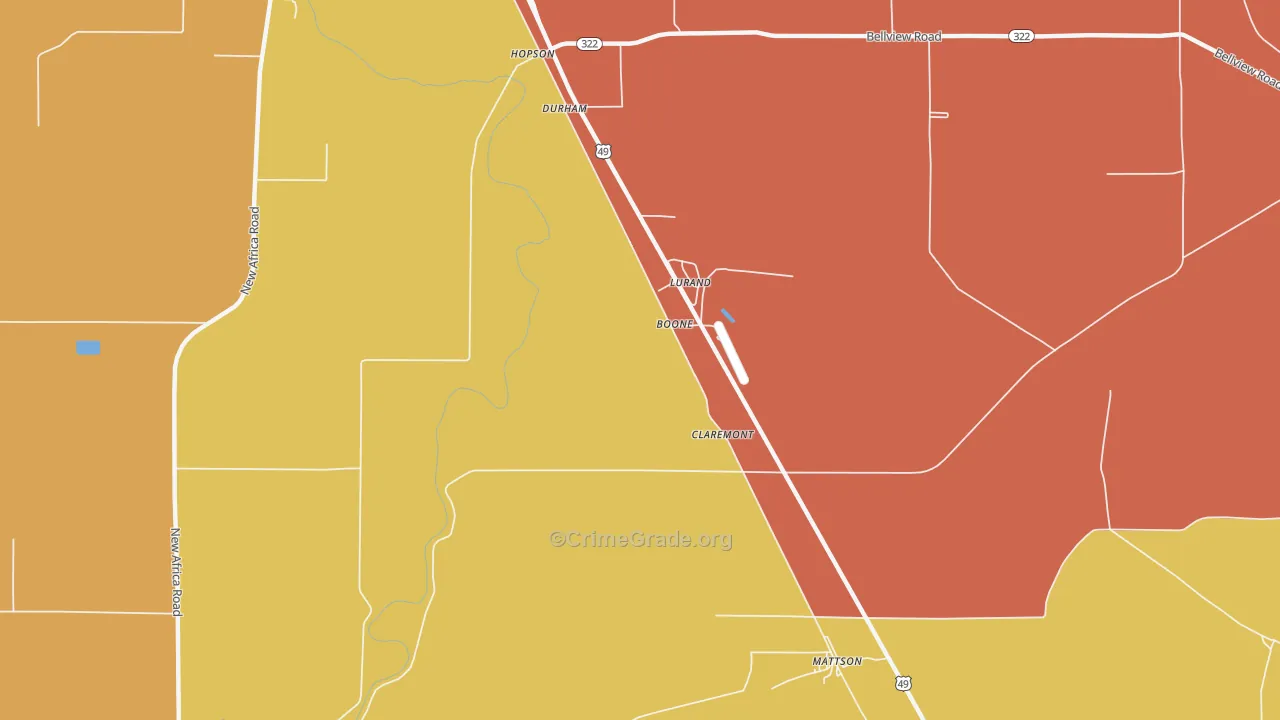 Boone, MS Map of Theft Rates