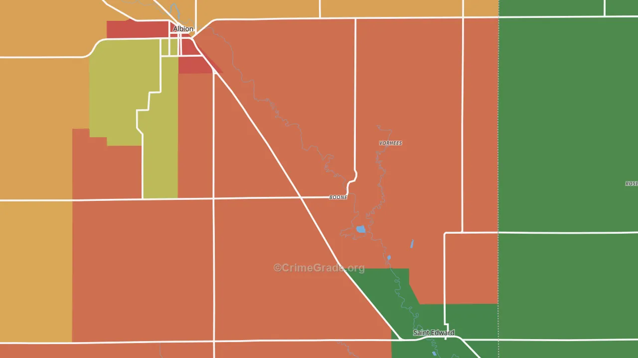 Boone, NE Map of Theft Rates