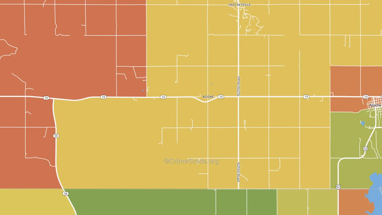 Boone, OK Map of Theft Rates
