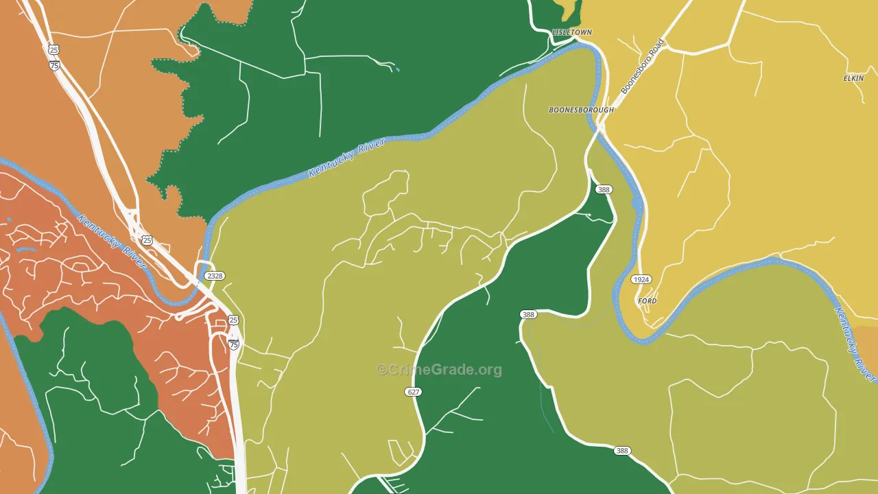 Boonesboro, KY Map of Theft Rates