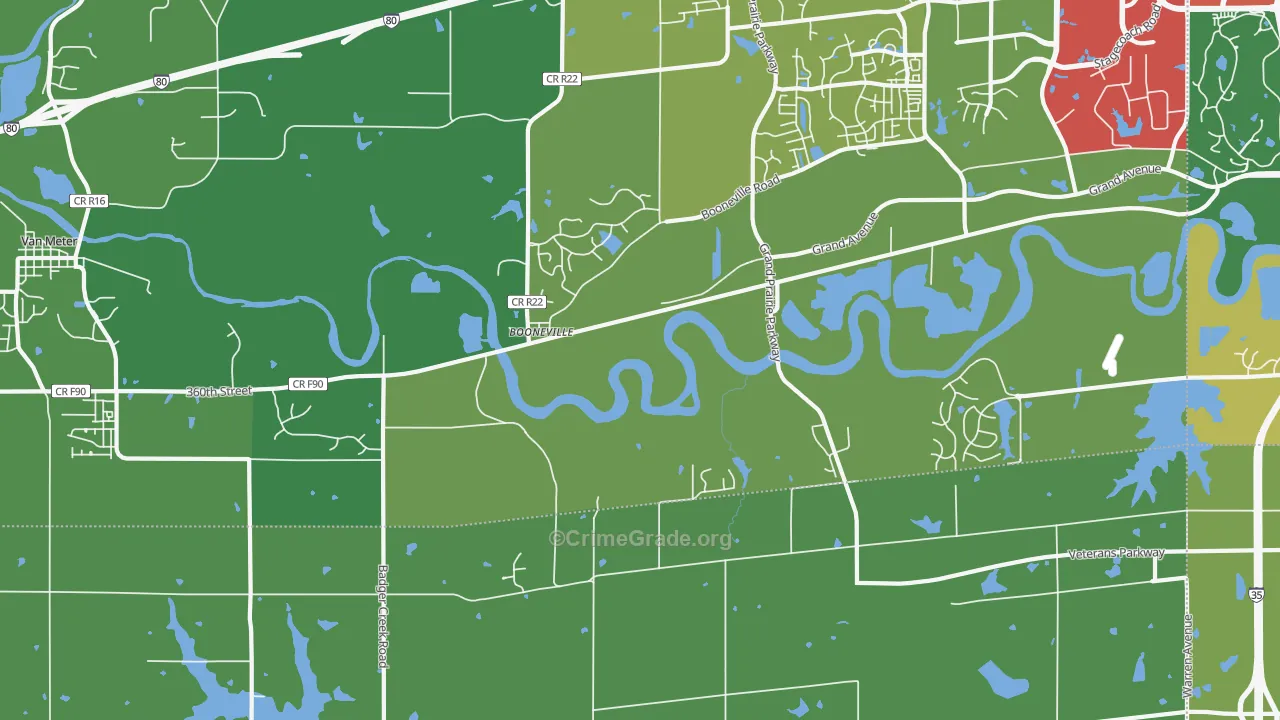 Booneville, IA Map of Theft Rates