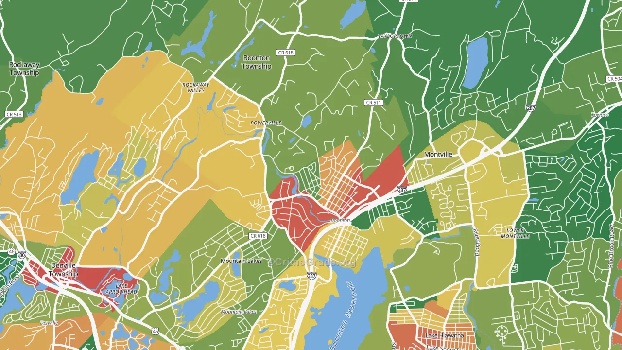Boonton, NJ Map of Theft Rates