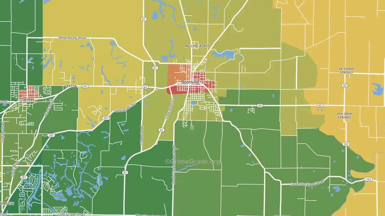 Boonville, IN Map of Theft Rates
