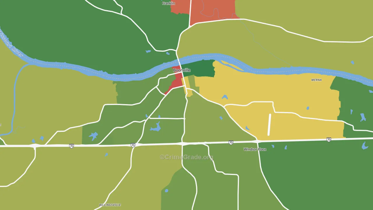 Boonville, MO Map of Theft Rates