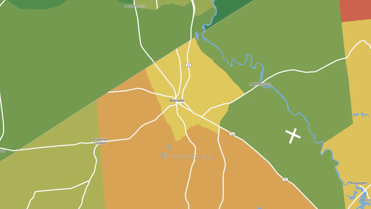 Boonville, NY Map of Theft Rates