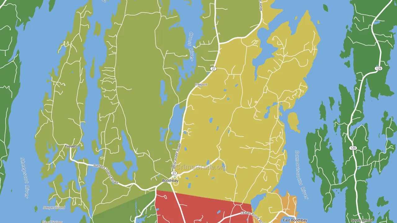 Boothbay, ME Map of Theft Rates