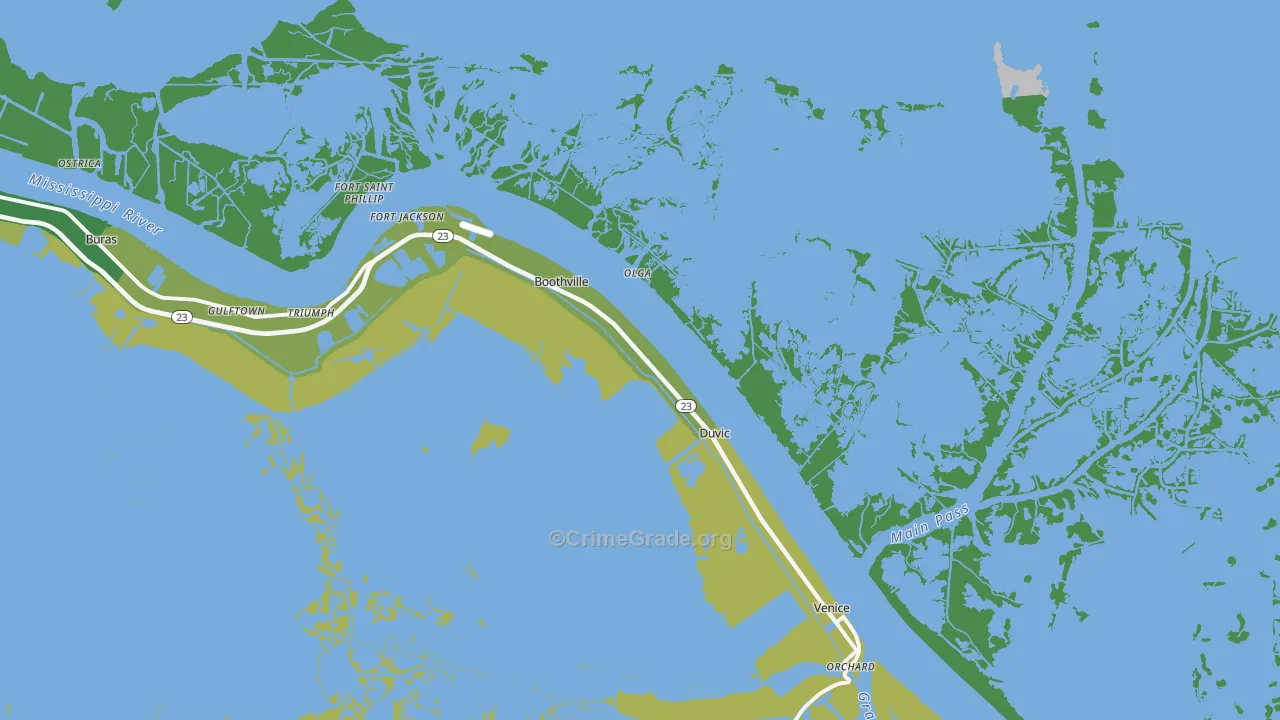Boothville, LA Map of Theft Rates
