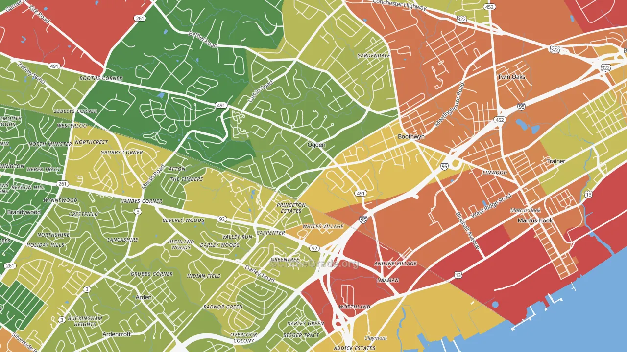 Boothwyn, PA Map of Theft Rates