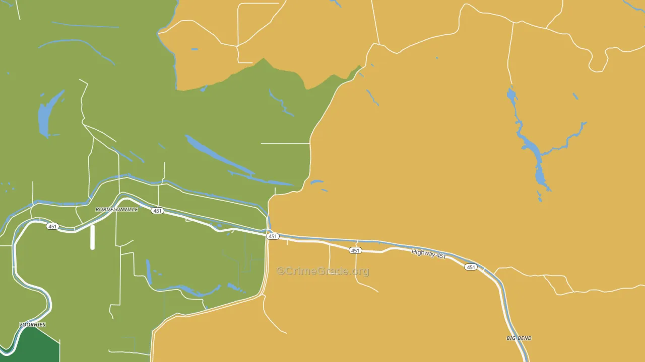Bordelonville, LA Map of Theft Rates