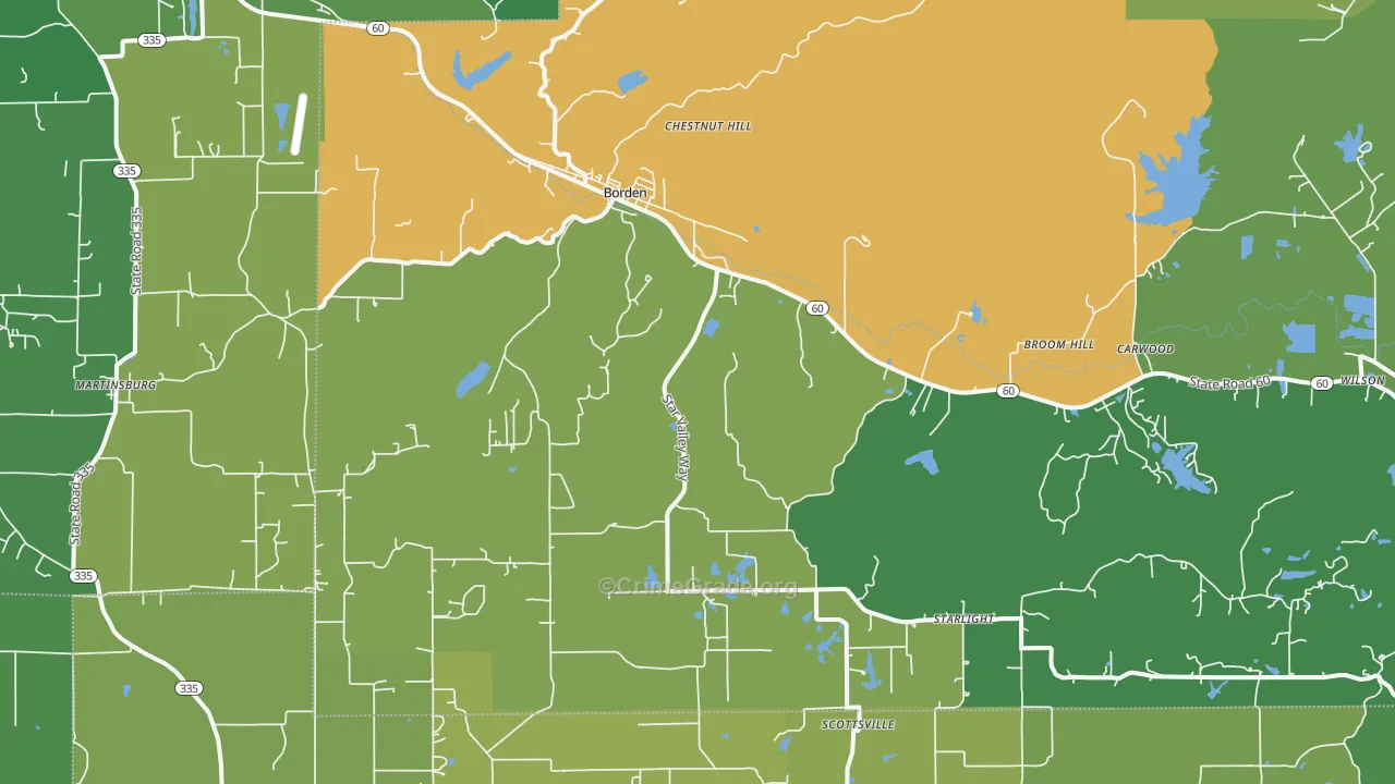 Borden, IN Map of Theft Rates
