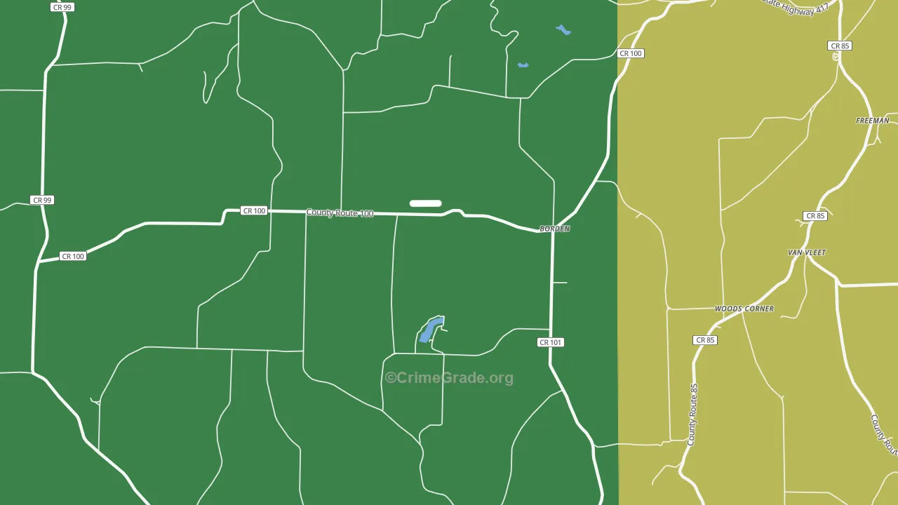 Borden, NY Map of Theft Rates