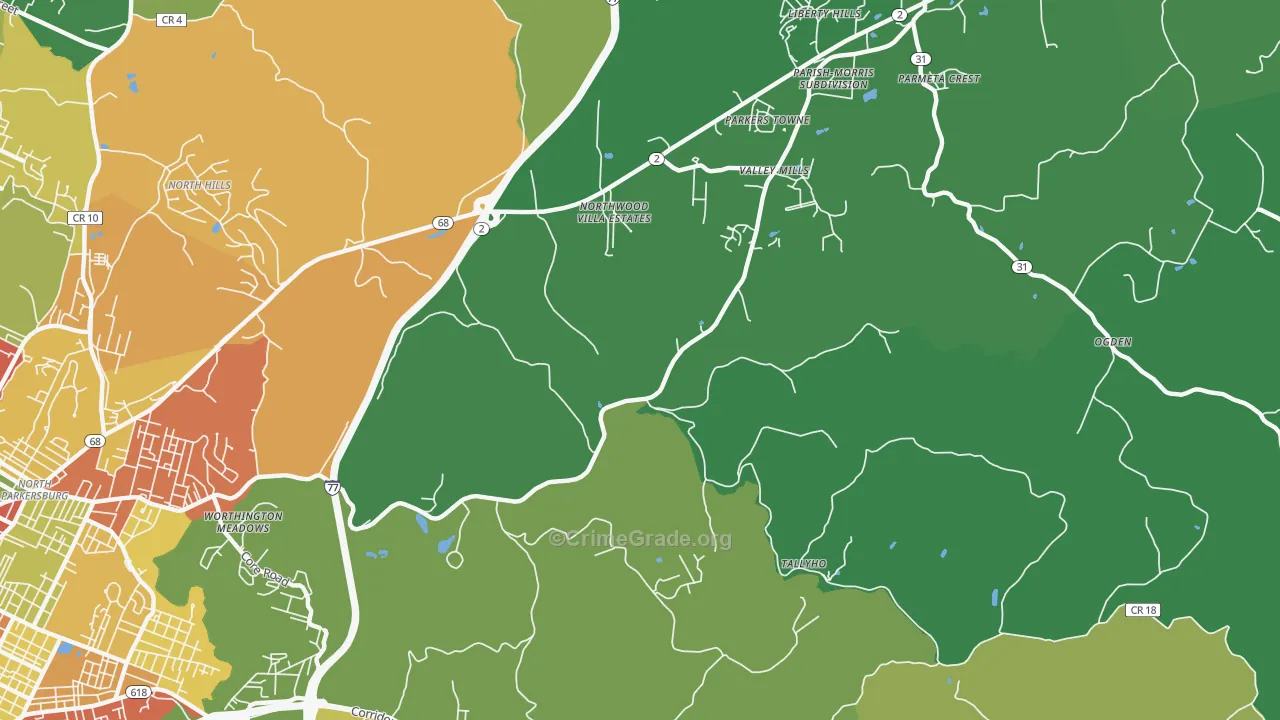 Boreman, WV Map of Theft Rates