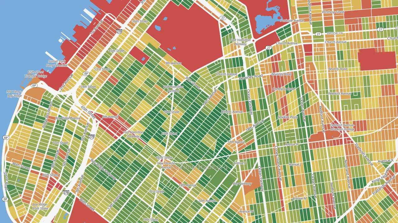 Borough Park, Brooklyn, NY Map of Theft Rates