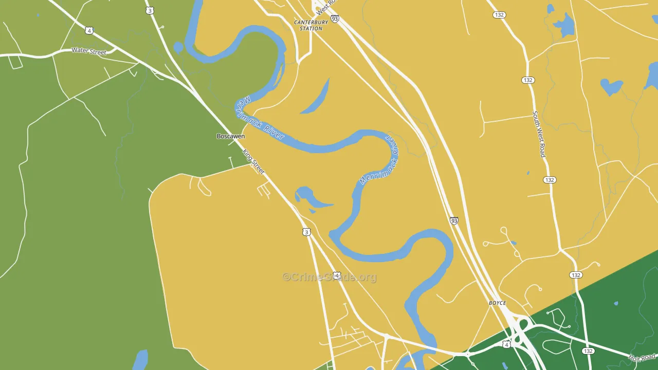 Boscawen, NH Map of Theft Rates