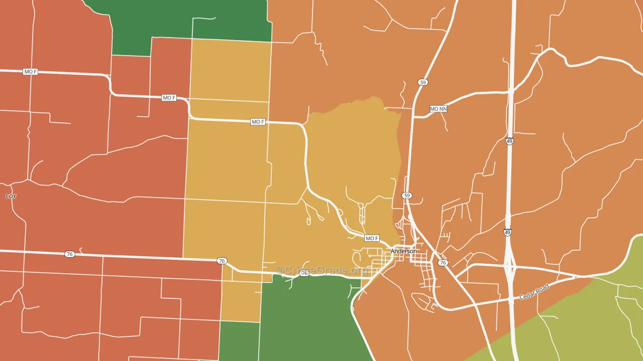 Bosky Dell, MO Map of Theft Rates