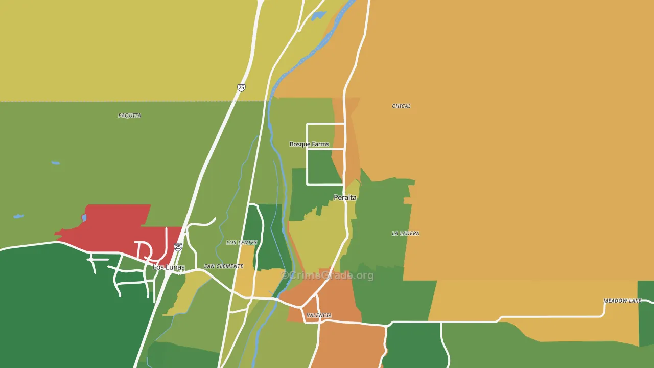 Bosque Farms, NM Map of Theft Rates