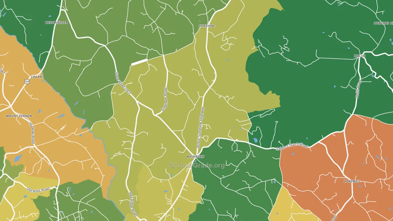 Bostic, NC Map of Theft Rates