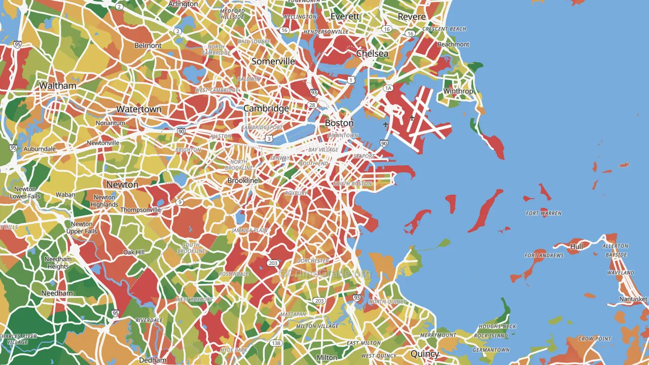 Boston, MA Map of Theft Rates