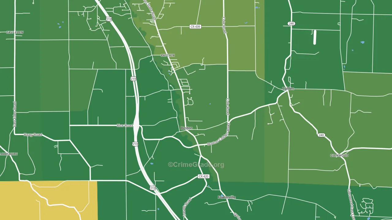 Boston, NY Map of Theft Rates
