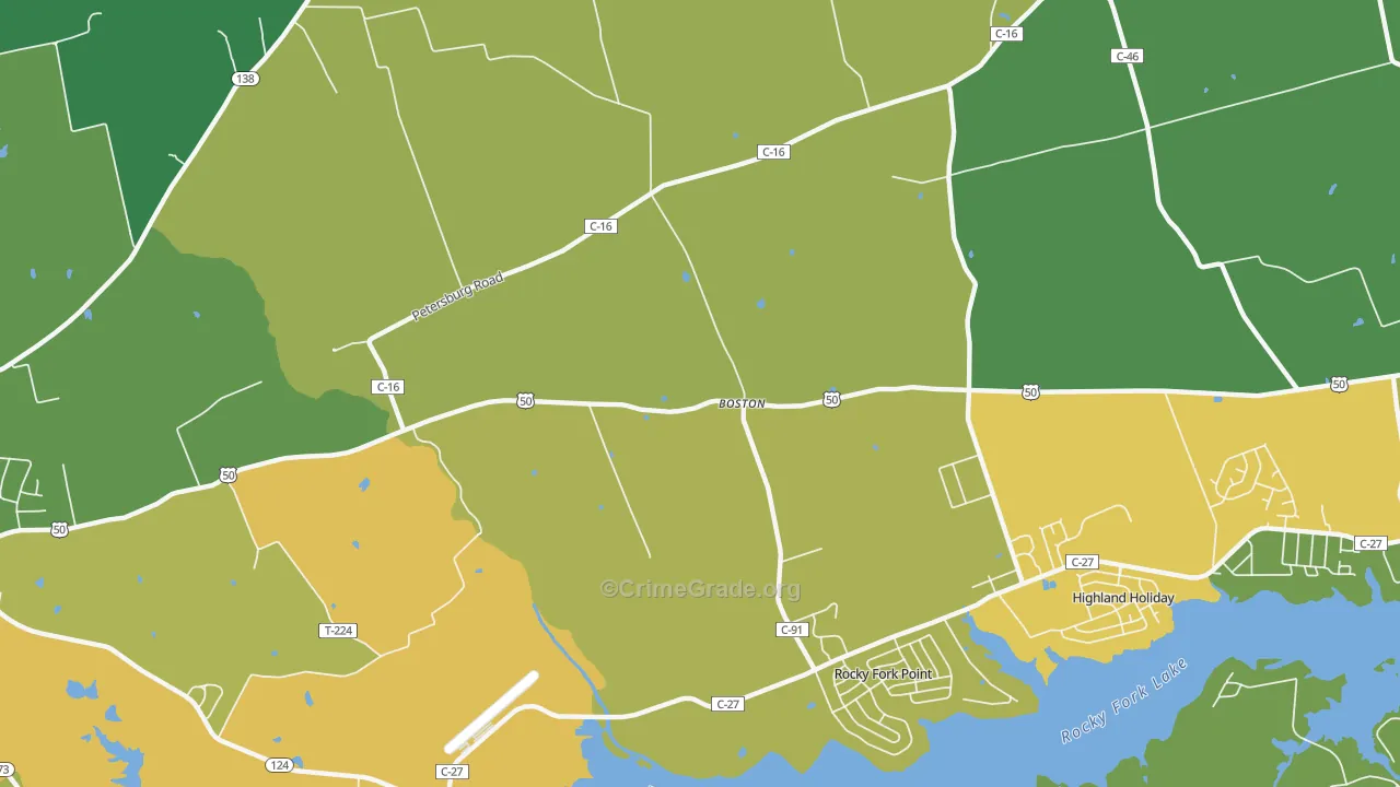 Boston, OH Map of Theft Rates