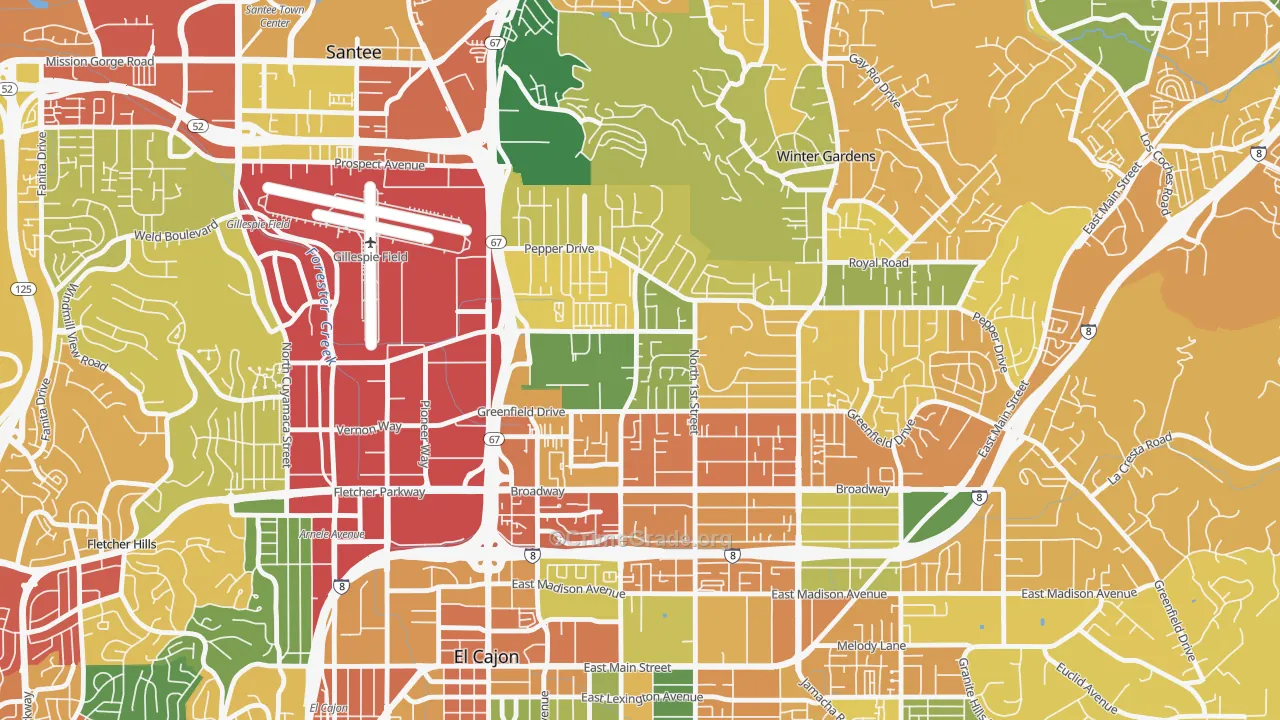 Bostonia, CA Map of Theft Rates