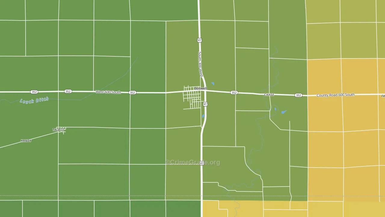 Boswell, IN Map of Theft Rates