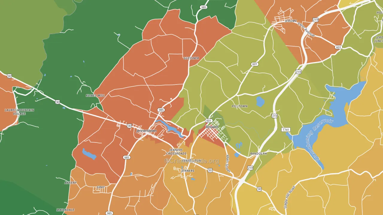 Boswell, PA Map of Theft Rates